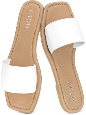 Women's White Comfortable Fashion Slippers for Summer Slide Sandals Dressy Flat